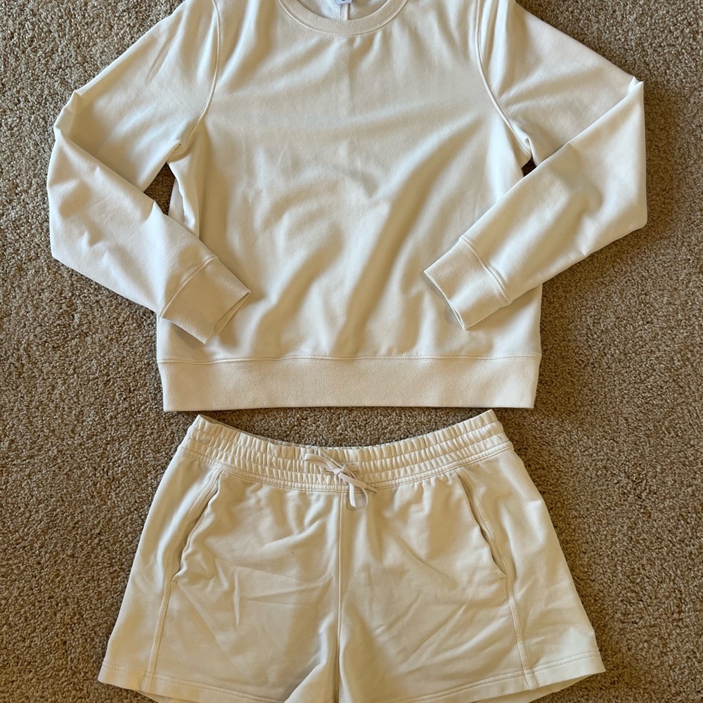 Athleta Retroterry Lounge Set in Cream, Size Medium